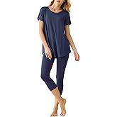 Latuza Women's Viscose Tunic Top Capri Leggings Pajamas Set