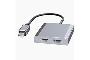 Mini DisplayPort to Dual HDMI Adapter,4K@60Hz Mini DP Source to HDMI Splitter Extended Display Adapter for Dual Monitors,Disp