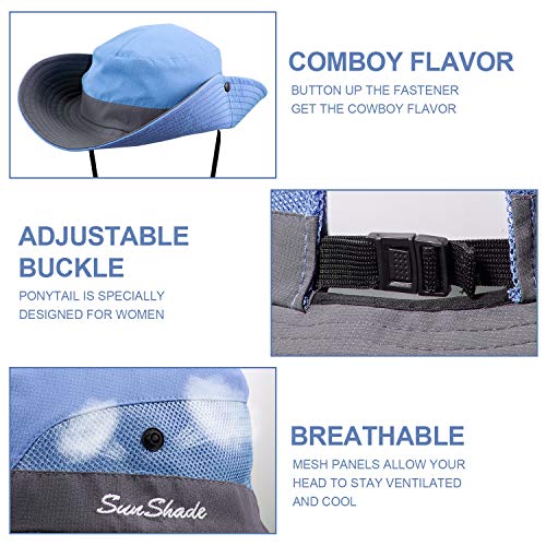 image for Norme 2 Pieces Women's Outdoor Sun Hat UV Protection Foldable Mesh Wid