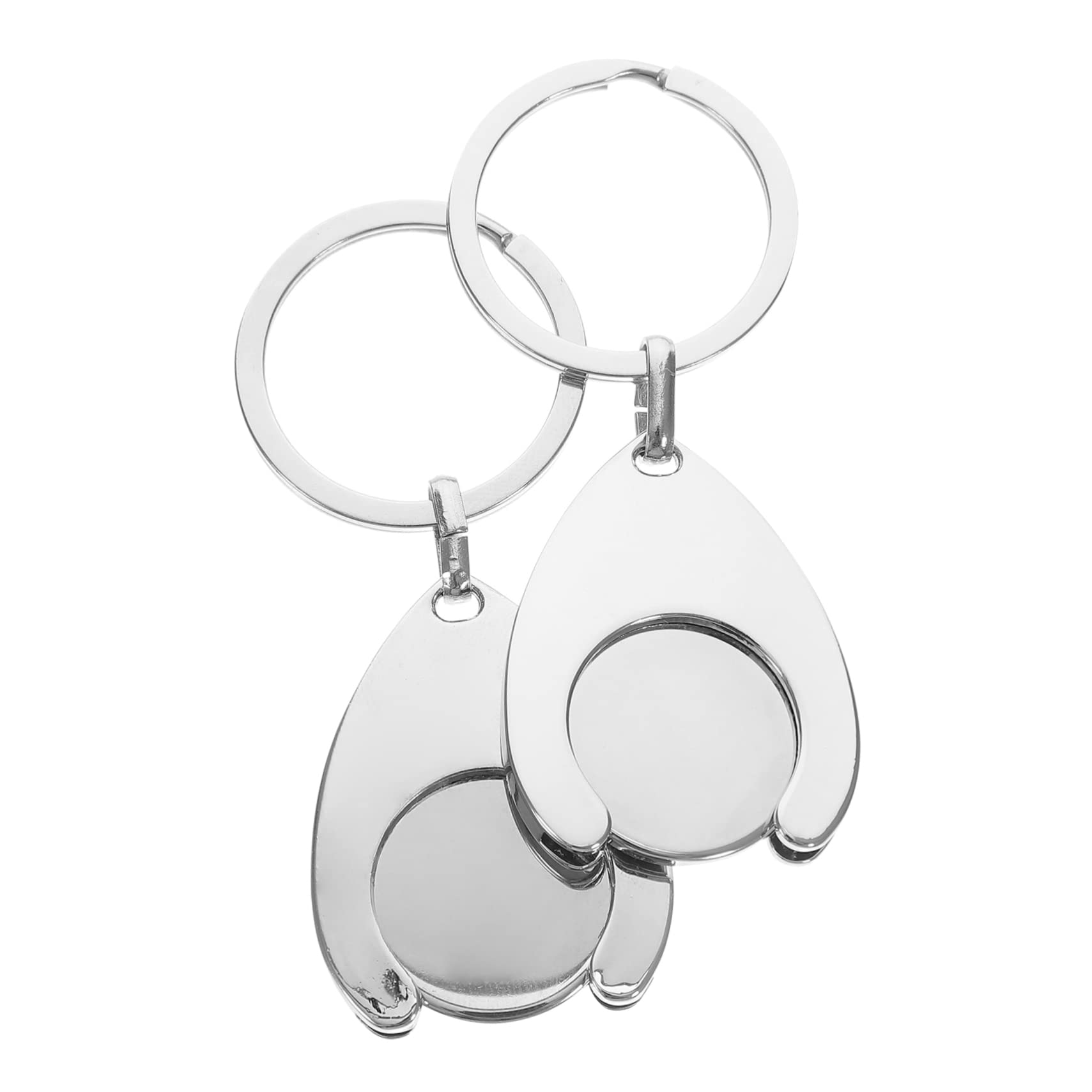SWOOMEY 2pcs Trolley Cart Token Metal Coins Metal Key Ring Car Key Ring Metal Silver Small Trolley Tokens Keyrings Trolley Accessory Tokens Key Buckle Key Ring Glossy Unlocker Shopping