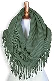 Basico Women Winter Warm Knit Infinity Scarf Tassels Soft Shawl Various Colors (Type G- Light Teal)