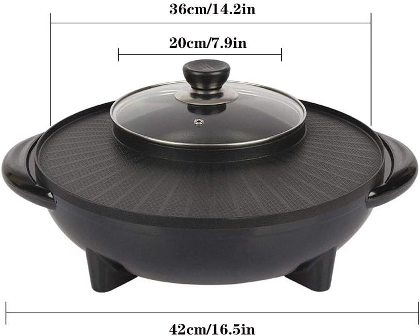 review Electric baking pan Korean Barbecue Hot Pot Double Pot,Home Smokeless Nonstick Integrated Cooker Pot, Electric Hot Pot Electric Barbecue