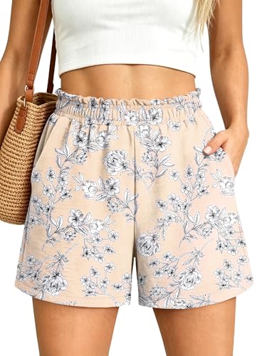 SANMM Shorts for Women Summer Beach Elastic Waist High Waist Dressy Shorts at Amazon