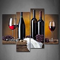 Firstwallart Grape Wine In Bottle Cups Wall Art Painting Pictures Print On Canvas Food The Picture For Home Modern Decoration