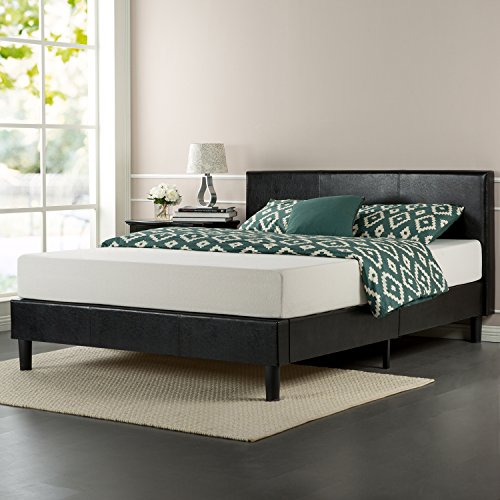 Zinus Faux Leather Upholstered Platform Bed with Wooden Slats, Full