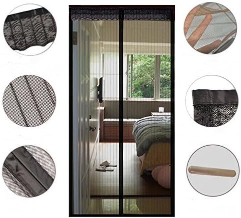 [Update Version] Clavi Screen Doors Mesh with Magnets Full Frame Easy Hanging Magnetic Screen Curtain for Home Patio Apartment, Size 35.4"x82.7" (90x210cm), Black