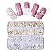 NICOLE DIARY 4 Boxes Nail Rhinestones kit Multi-Size Gems Metal Nail Rivets Studs Colorful Nail Art Decoration Set and 1 Pc Pick up Tweezer