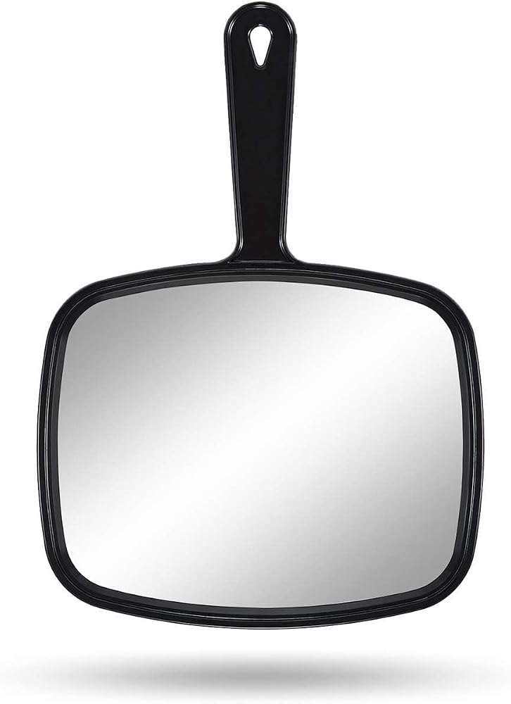 Gladmart 10.3" L x 7.4" W Hand Mirror for Home and Barber, Black | Hand Mirrors with Handle, Barber Accessories, Hair Salon S