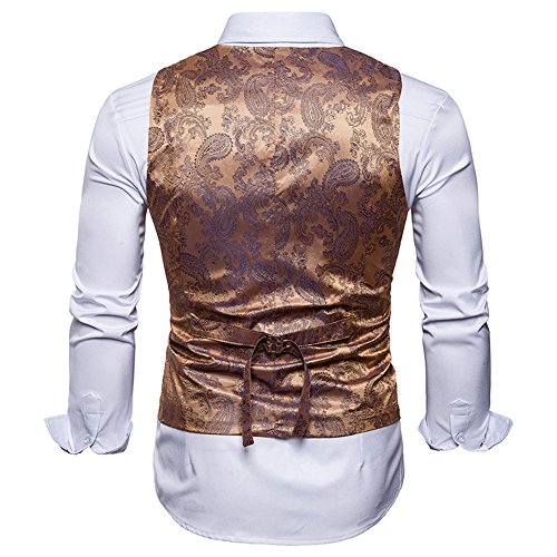 WANNEW Mens Vest Suit Vests Tuxedo Vest Vest for Men(Gold, M)