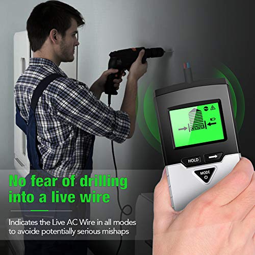 Stud Finder Digital Angle Gauge - 5 in 1 Electronics Wall Scanner Magnetic Wooden Metal Stud Sensor Wall Wood Detector + Mini Level and Bevel Gauge Digital Inclinometer Digital Protractor Saw (silver)