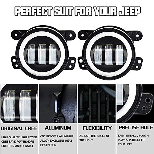 image for TURBOSII DOT Approved 7inch Round chrome Jeep Wrangler Projector Angel