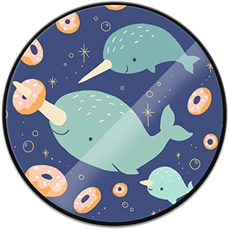 Personalized Custom Mounts and Holder, Expanding Stand Pop Grip Mount Sockets for Cell Phones,Smartphones and Tablets - Narwhal Love Donuts Black