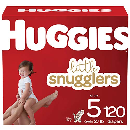 Baby Diapers Size 5 (27+ lbs), 120ct, Huggies Little Snugglers