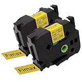 Fimax 2 Pack Standard Laminated Label Tapes Compatible For Brother P-Touch TZe-651 TZ651 TZe651 Black on Yellow 0.94 Inches 26.2 Feet (24 mm/ 8 m)