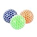 Stress Relief Mesh Squishy Toy Balls Set, Grape Squeeze Hand and Wrist Sensory and Fidget Toy to Vent Mood and Autism, Soft and Fun Novelty Pressure Ball for Kids and Adults, Blue, Green & Orange Pack