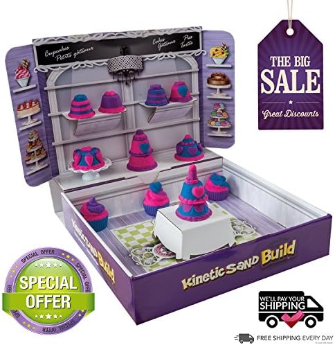 Kinetic Sand Build Bakery Boutique Playset Multi Molds Sand Box Display Shelves For Ages 3+