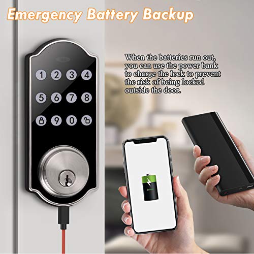 Probrico Camelot Keypad Deadbolt, Satin Nickel, Up to 100 Codes Keyed