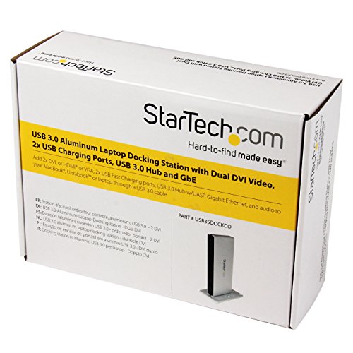 StarTech.com USB Docking Station - Universal USB 3.0 Dock - Dual DVI Monitor with HDMI and VGA Adapters - Ethernet/USB Hub/Audio
