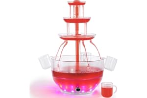 Kusini Drink Fountain for Parties - 1.5 Gal, 3 Tier Punch Bowl Champagne Tower, LED Base, 4 Reusable Cups - Drink Tower Machi