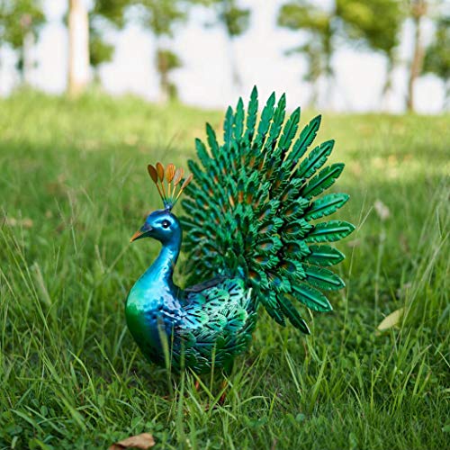 Chisheen Solar Peacock Statue Metal Yart Art with Solar Light Outdoor Garden Statues and Sculpture