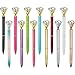 Bememo 12 Pieces Big Diamond Pen Rhinestones Crystal Metal Ballpoint Pens Black Ink