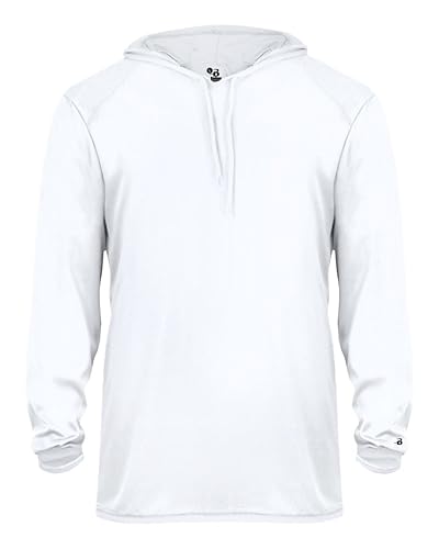 Badger Sport Adult White Long Sleeve 4X Hoodie Tee in Kuwait