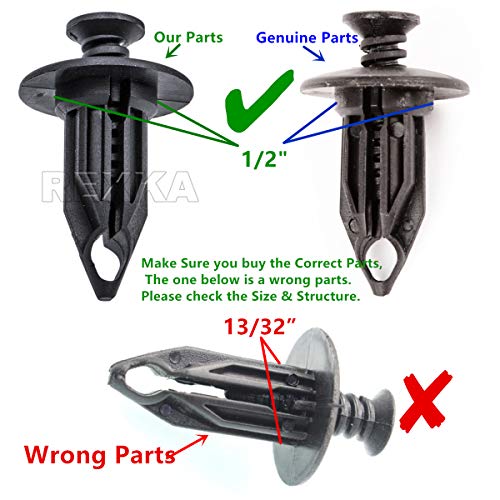 Rexka 40pcs Bumper Cover Retainer Clips 12mm Push Pin Compatible with