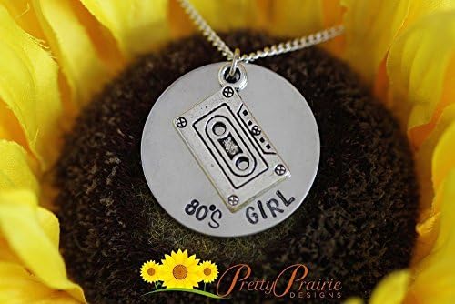 80's Girl Necklace, Love the 80s, Valley Girl, Hand Stamped, Audio Cassette Charm Necklace, Custom, Born in the 80's Jewelry, Retro Jewelry