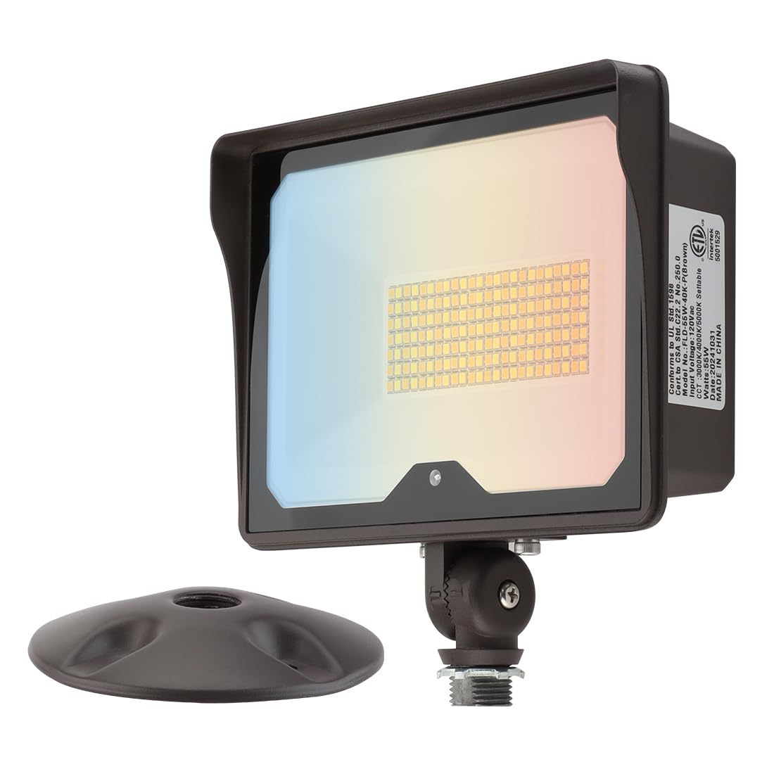 Photo 1 of kadision 55W LED Flood Light with Dusk-to-Dawn Photocell, 3000K/4000K/5000K Selectable, 120V 6600lm IP65 Waterproof Knuckle Mount Outdoor Security Lights, ETL Listed