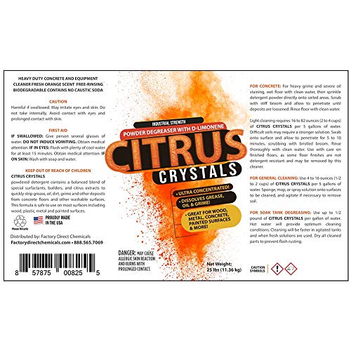 Citrus Crystals Powdered Orange Cleaner & Degreaser | Heavy Duty Floor Cleaner | Concrete Cleaner | Range Hood Cleaner | Oven & Grill Cleaner (2lb Bottle)