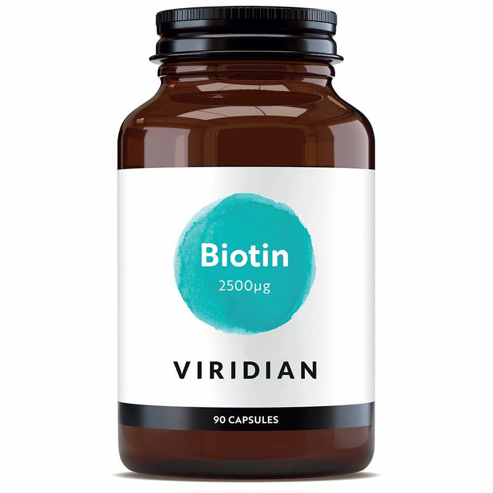 Viridian - Biotin 2500 µg ā 90 Vegan Capsules | One-a-Day Microcapsule Providing 2500 µg Biotin (Vitamin B7) | Contributes to The Maintenance of Normal Hair, Skin & Nails | 100% Active Ingredients