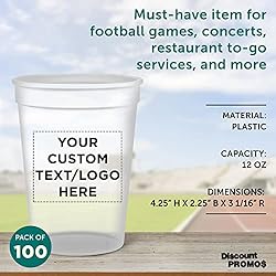 Custom Disposable Plastic Cups 12 oz. Set of