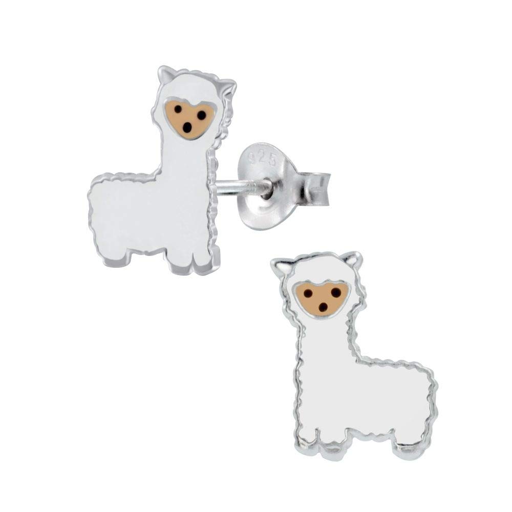 Sterling Silver Alpaca Stud Earrings - Cute Animal Hypoallergenic Earrings for Women, Teens & Kids, 925 Silver Llama Earrings, Gift Jewellery for Animal Lovers