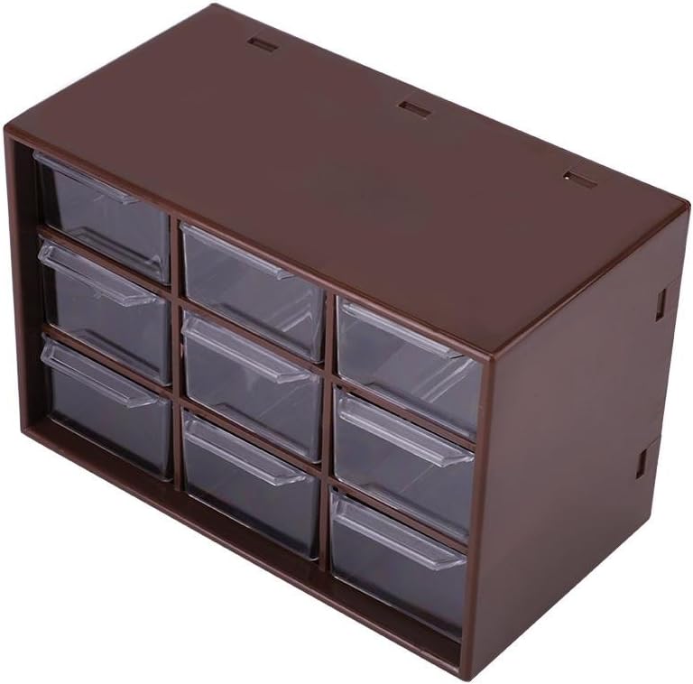 Amazon Com 9 Drawer Desktop Storage Portable Plastic 9 Lattice Mini Cabinets Drawer Jewelry Cosmetic Storage Box Brown Home Kitchen