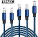 WUYA iPhone Charger, MFi Certified Lightning Cable 5 Pack (3/3/6/6/10FT) Nylon Woven with Metal Connector Compatible iPhone Xs Max/X/8/7/Plus/6S/6/SE/5S iPad - Black&Blue