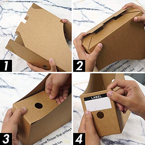 POPLAY 7 PCS Kraft Magazine File Holder, Desk Storage Organizer Magazine Storage with Blank Label Stickers for Office Home