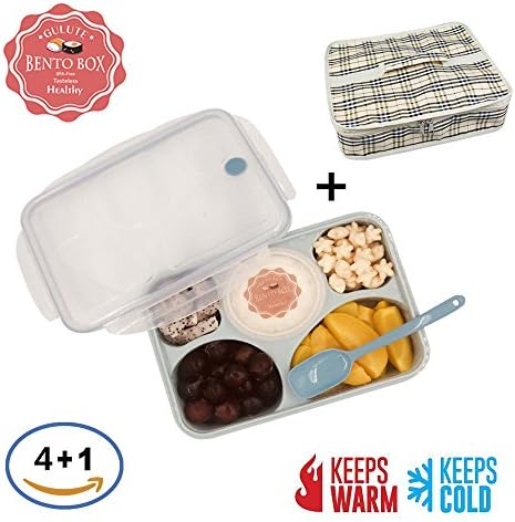 Leakproof Bento Lunch Box Food Container Set for Adults and Kids - Insulated Container Lunch box - Microwavable Dishwasher Freezer Safe