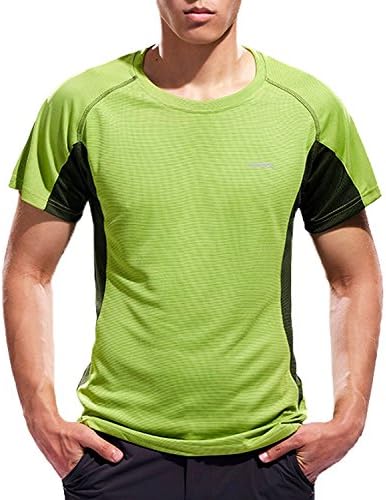 AlpsEagle Men's Moisture Wicking Athletic T Shirts Antibacterial Technical Shirt (XL,Lime Green)