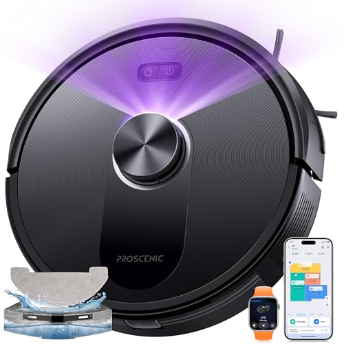 Proscenic Q10+ Robot Vacuum Cleaner, 8000Pa 200 Mins Robot Vacuum Cleaner with Mop, Navigation Lidar, Multi-Stage Mapping, Obstacle Avoidance, Silent, for Pet Hair Carpets Hard Floors