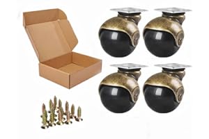 ENYKE 2 Inch Ball Caster Wheels, Vintage Wheels for Furniture, Antiqure Brass Swivel Casters Set of 4 for Coffee Table, Ottoman Heavy Duty 360LBS Capacity (16 Screws Included)