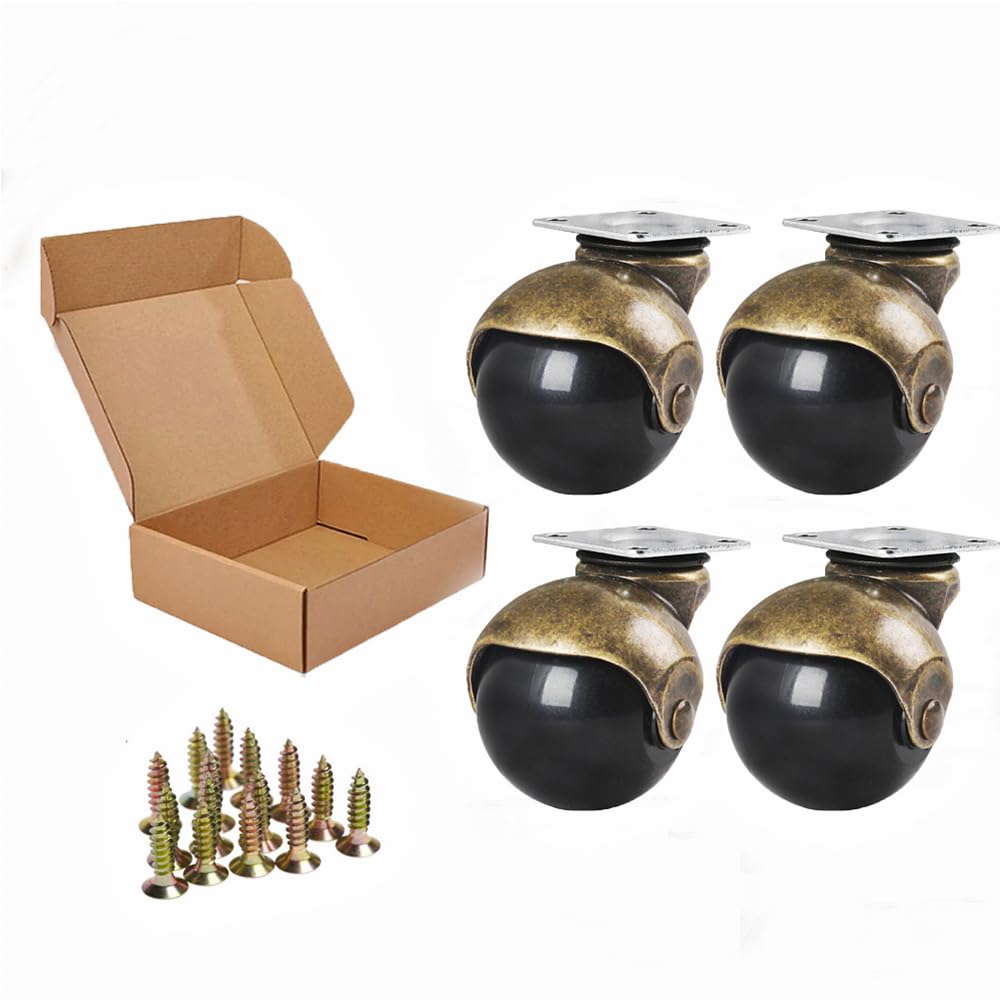 Anyke 2-inch(50mm) Antique Glod Ball Swivel Caster Wheels for Small Sofas Furniture Replacement(Pack of 4)