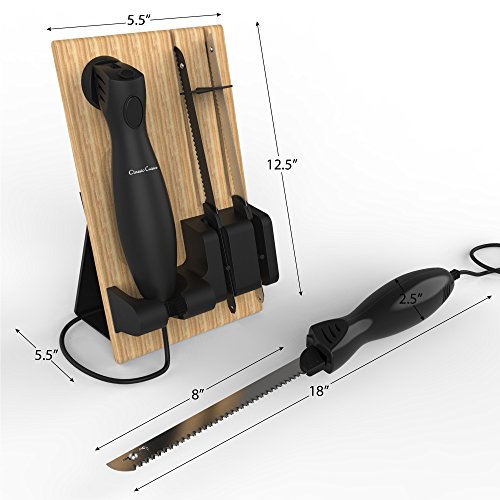 Electric Carving Knife Set with 2 Stainless Steel Blades, Comfort Grip