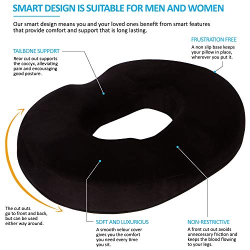 DONUT TAILBONE PILLOW Hemorrhoid Cushion Medical Seat Pain Relief Hemmoroid Treatment, Bed