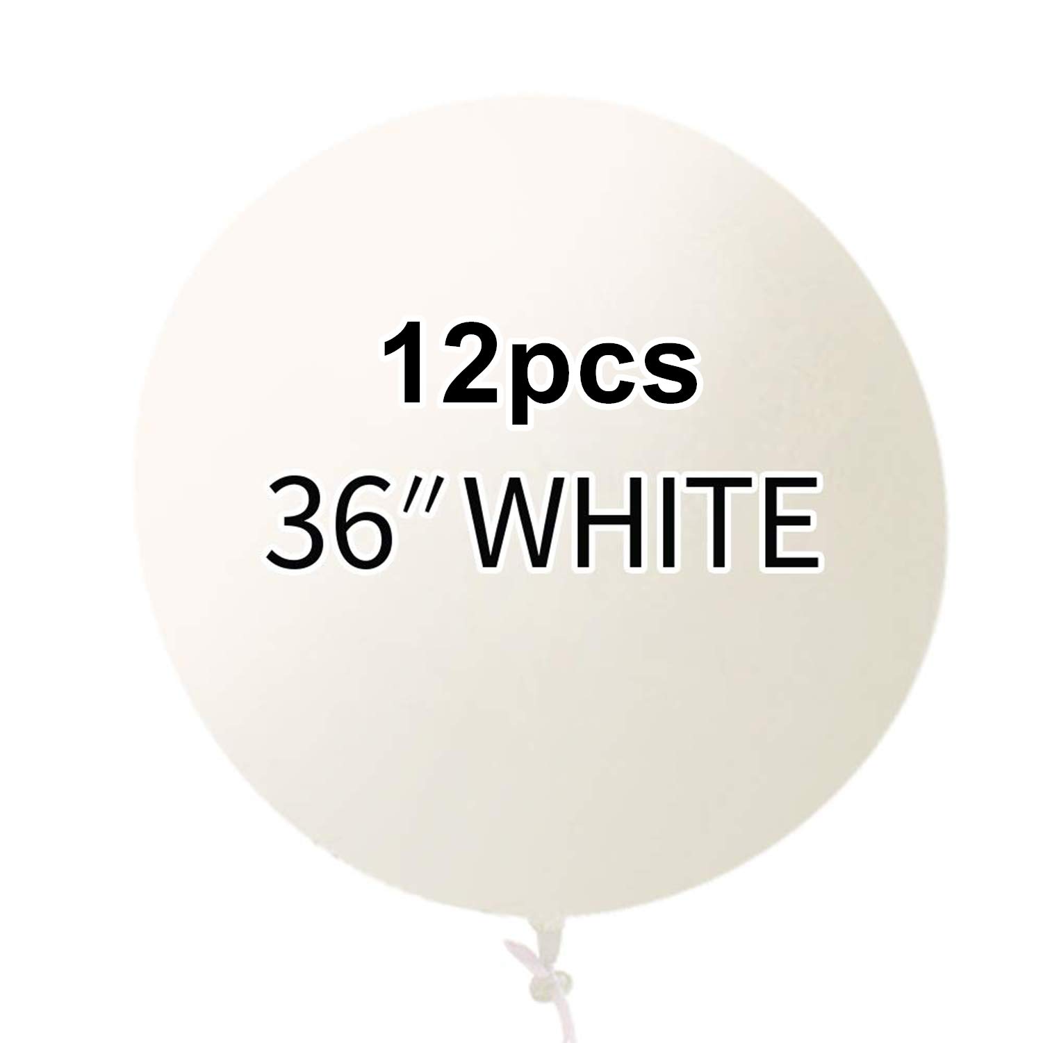 Photo 1 of 36 Inch Latex Round White Balloons(Premium Helium Quality),Giant Balloons for Photo Shoot/Birthday/WeddingParty/Festivals/Event Decorations(12PCS)