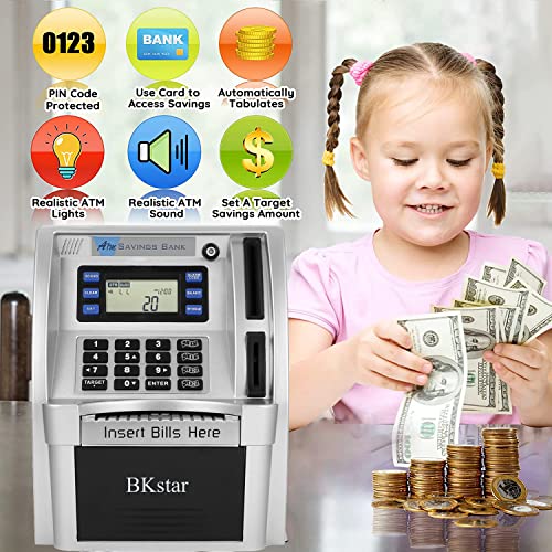 2023 Upgraded Kids Money Banks, ATM Piggy Bank for Real Money for Kids