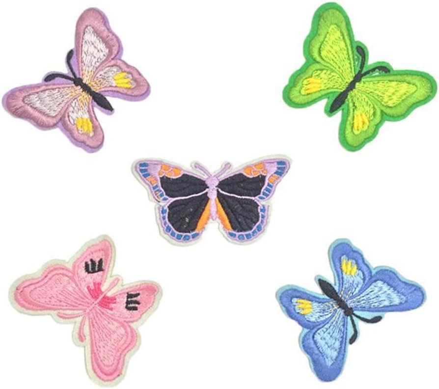 Haodou 10PCS Embroidered Butterfly Patch Iron On Sew On Patch Badges Sewing Applique for Clothes T Shirts Dress Hat Jeans Sewing Flowers Applique DIY Accessory