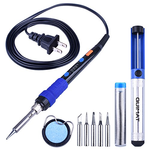 Quimat ESD Thermostatic Electric Soldering Iron Kit, Welding Iron Gun Set with Adjustable Temperature LED Digital Display, ON/OFF Button,Temperature Correction, Automatic Hibernation