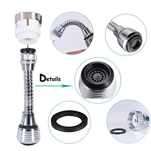 Bonaweite 360 Degrees Rotate Faucet Nozzle with Adjustable Faucet Joint Water-Saving Filter Sprayer Sprinkler Tap Water Bubbler Aerator Connector Faucet Accessories - 2 Pack