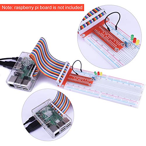 KINCREA Starter Kit for Raspberry Pi 3, Ultimate Project Kit with Solderless Breadboard, GPIO T Type Expansion Board, Ribbon Cable, On/Off Switch, Protective Case, Heat Sinks and HDMI Cable JK74