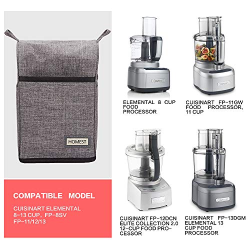 HOMEST Food Processor Dust Cover with Accessory Pockets Compatible with Cuisinart Elemental 813